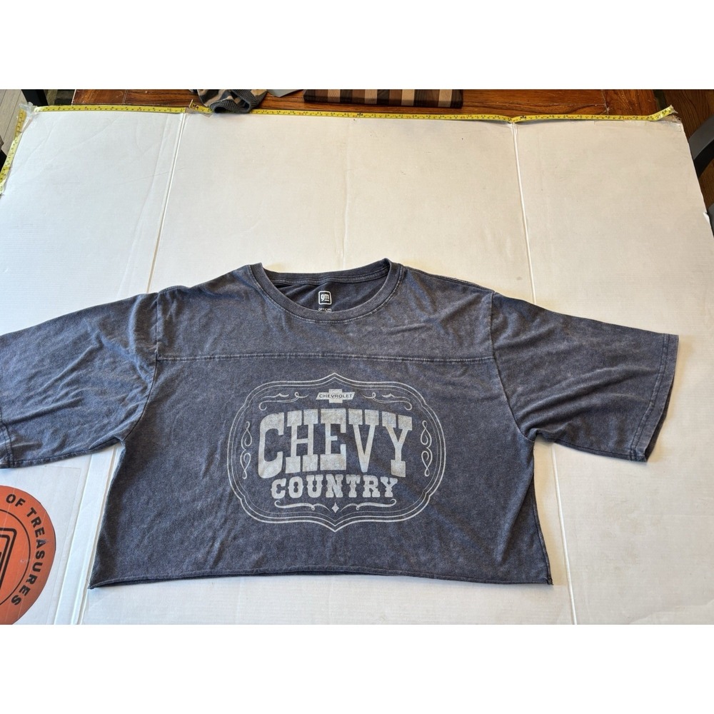 GM Chevy Country Western Rodeo Relax Casual Street Crop Tshirt Women's Large